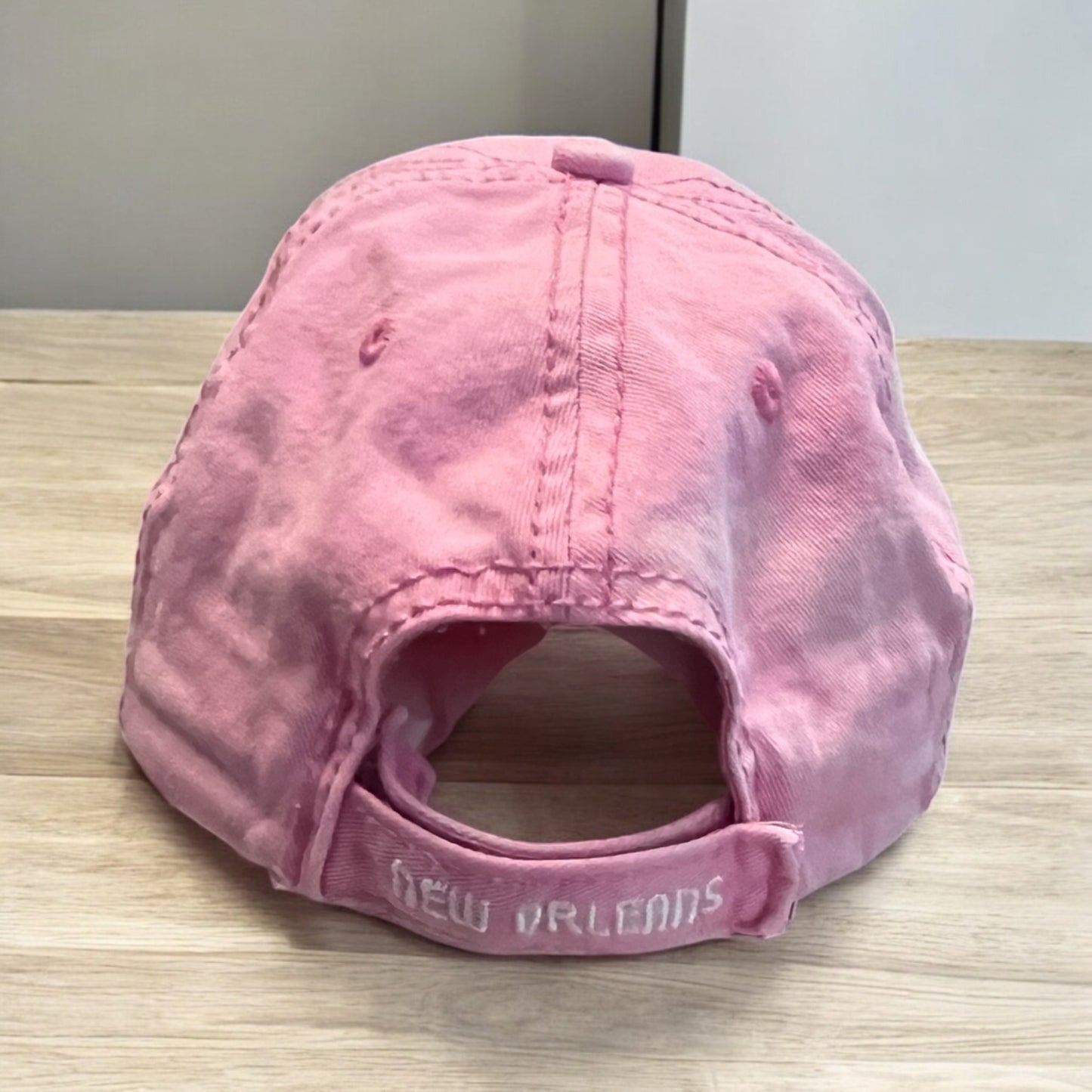 Y2K Who Dat Fleur-de-Lis Washed Pink Baseball Cap New Orleans Style