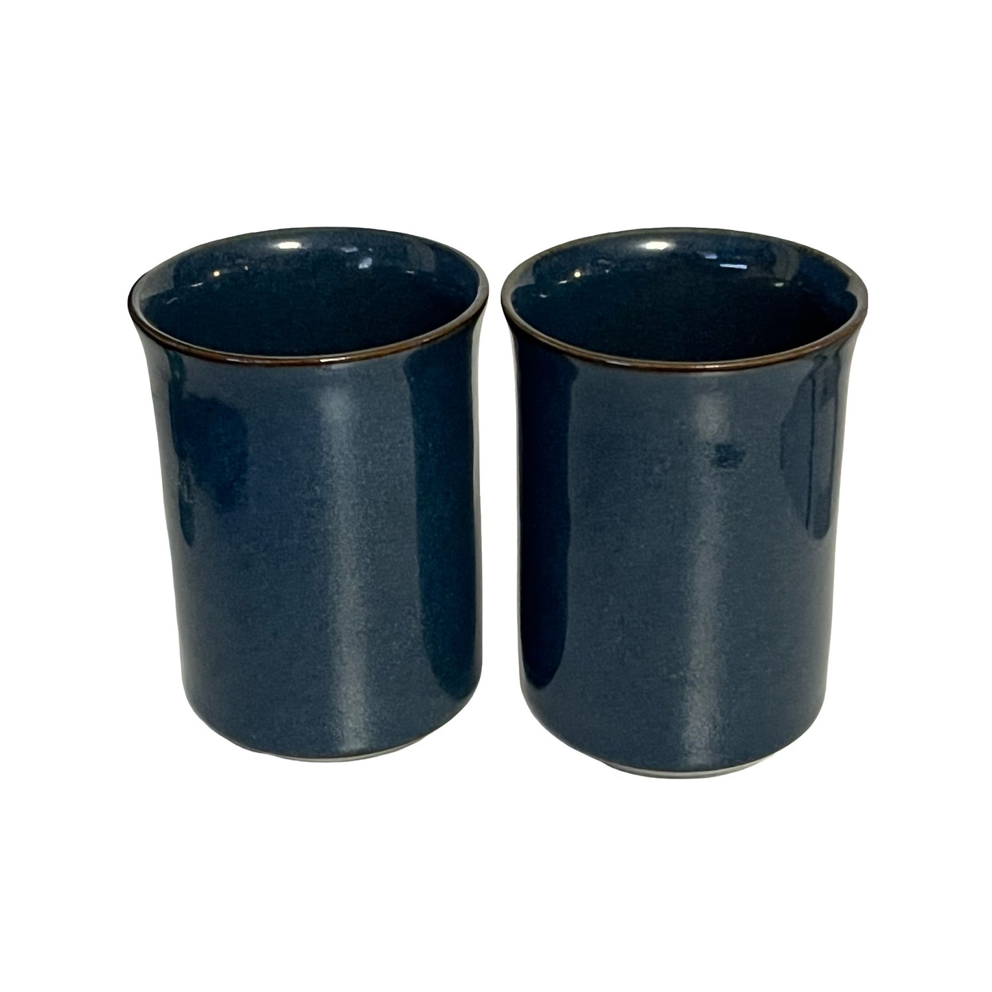 Vintage Otagiri Japan Blue Iris Tumblers Set of 2 Stoneware Cups Floral Drinkware