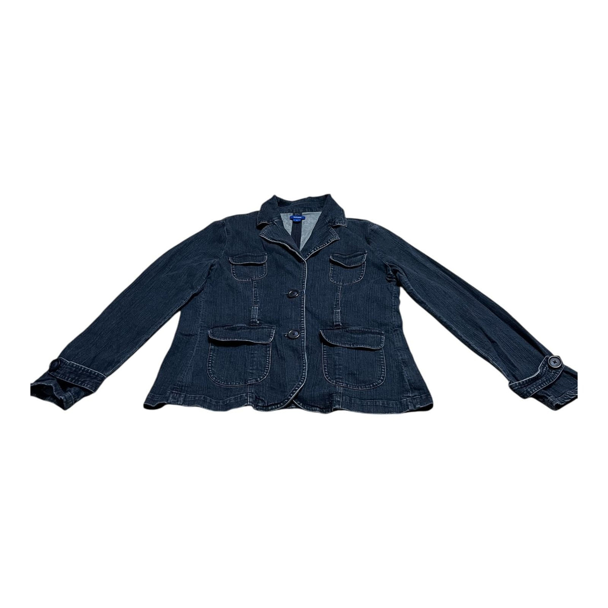 Vintage Y2K Dockers Womens Denim Blazer Jacket Dark Wash 4 Pocket Size L