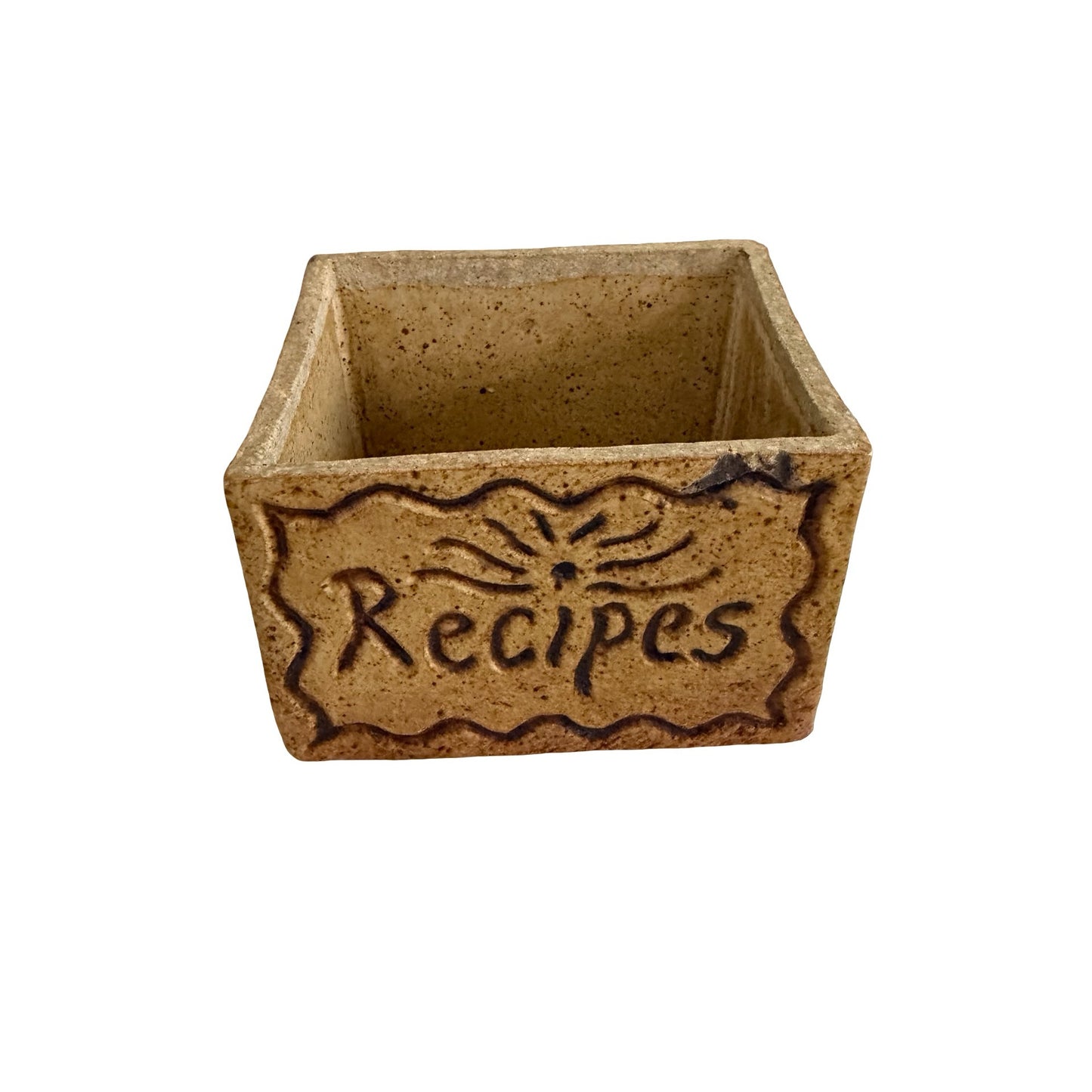 Vintage Handmade Pottery Recipe Box Rustic Studio Pottery Kitchen Organizer