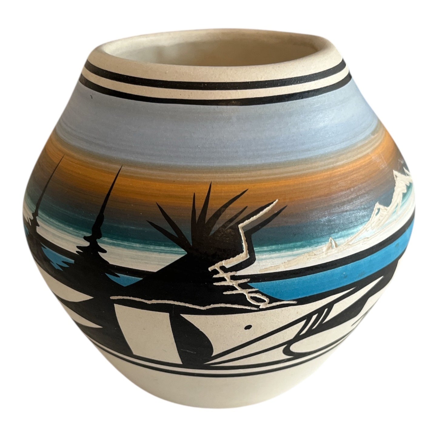 Vintage Navajo Pottery Vase – Signed Hathale – Hand-Painted