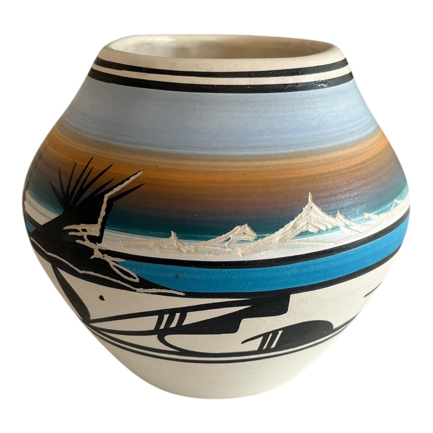 Vintage Navajo Pottery Vase – Signed Hathale – Hand-Painted