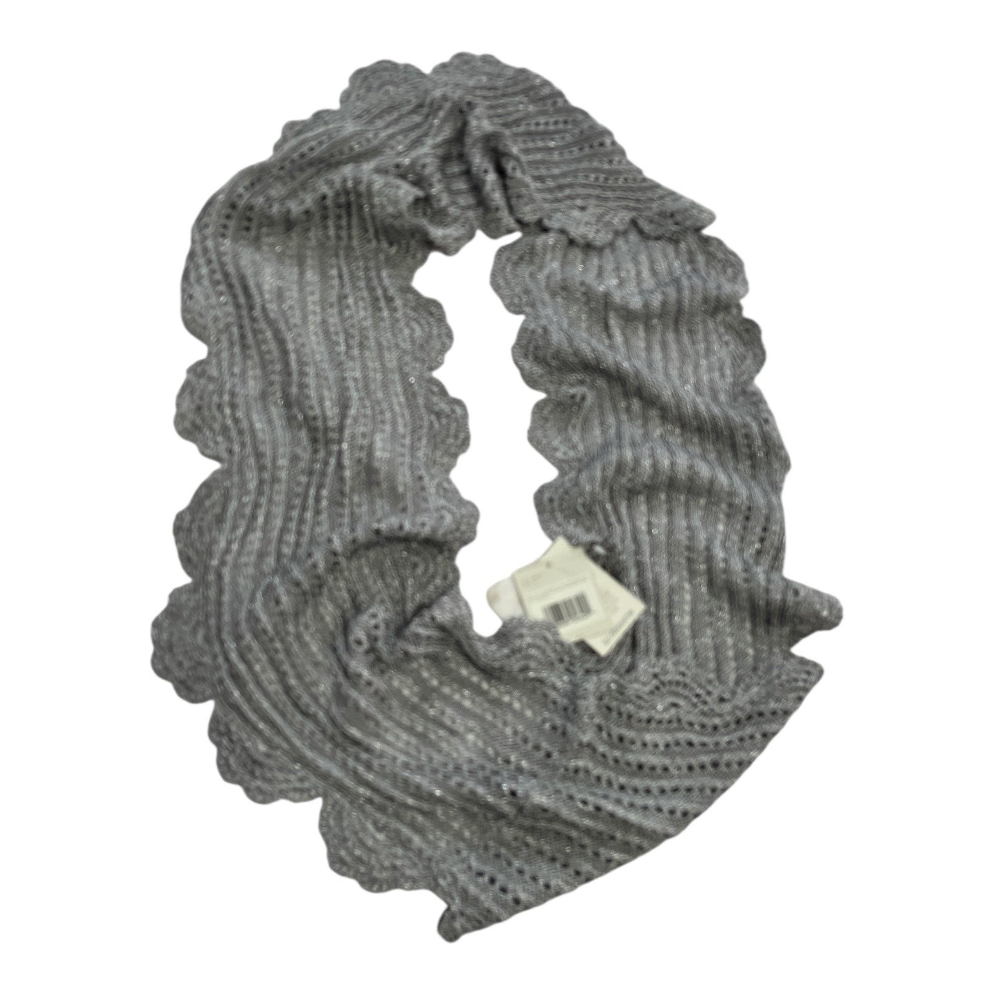 Liz Claiborne Endless Loop Scarf – Silver Metallic Crochet Knit – NWT