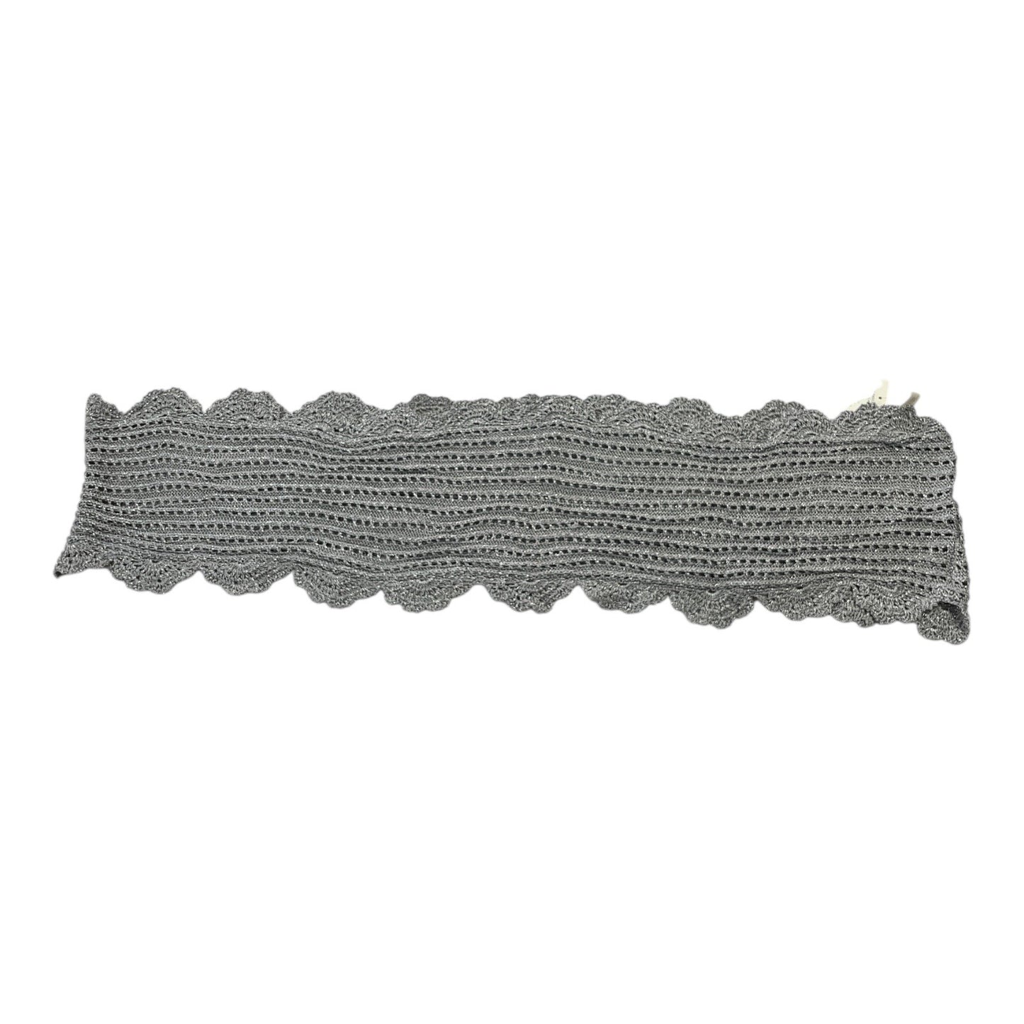 Liz Claiborne Endless Loop Scarf – Silver Metallic Crochet Knit – NWT