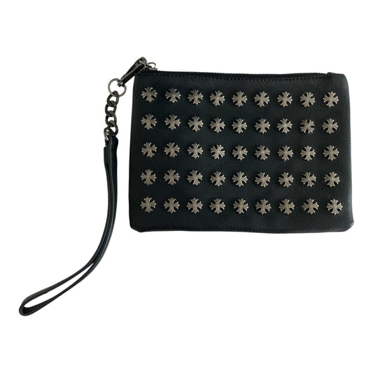 Plug and Tote Black Studded Wristlet Clutch Bag – Faux Leather 2016
