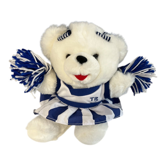 Vintage Dan Dee Tampa Bay Rays Cheerleader Teddy Bear Blue White Pom Poms 9”