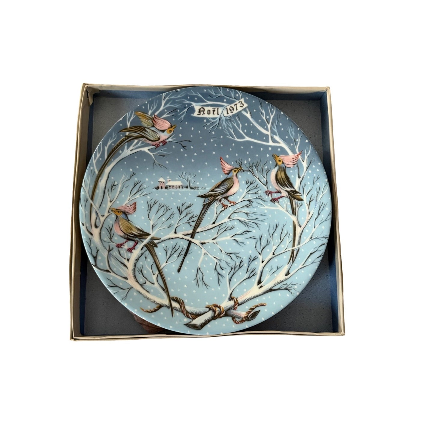 Haviland Limoges Four Colly Birds Christmas Collector Plate Noel 1973 Boxed