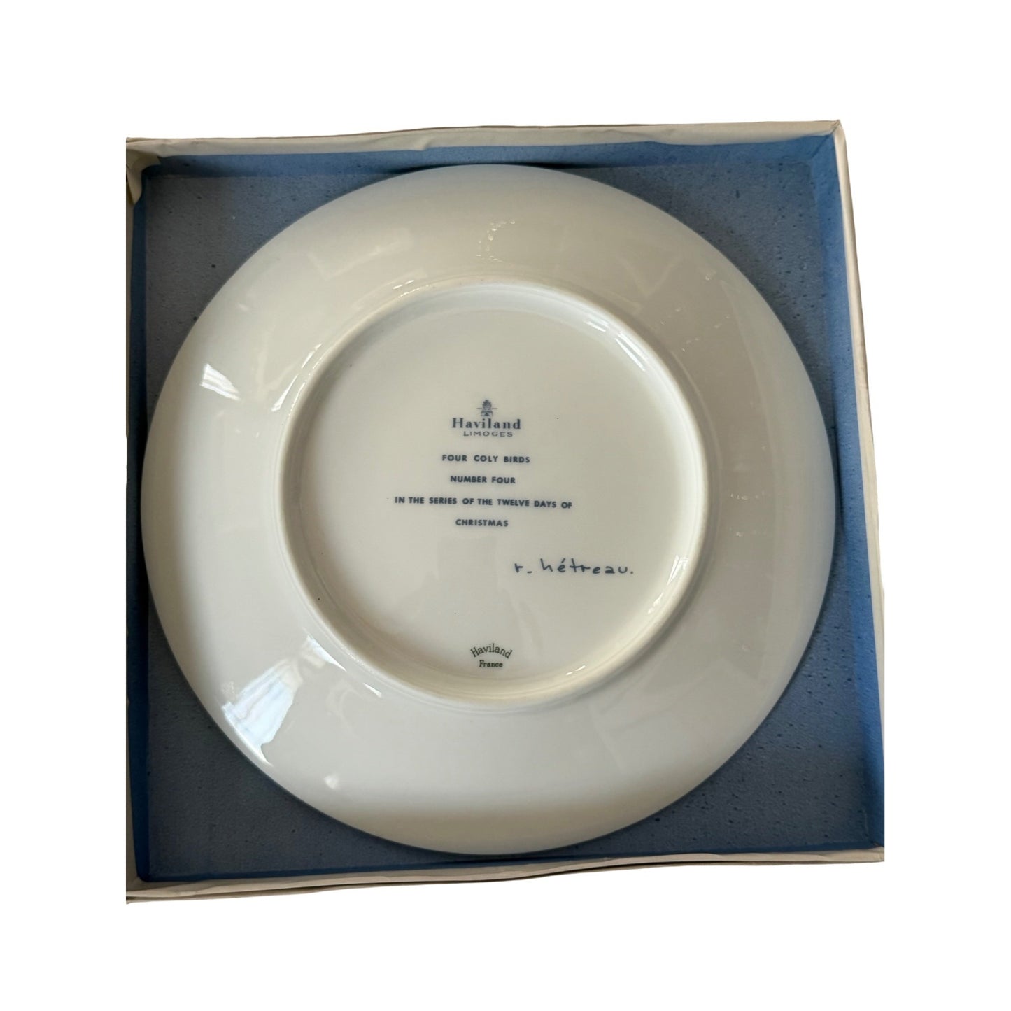Haviland Limoges Four Colly Birds Christmas Collector Plate Noel 1973 Boxed
