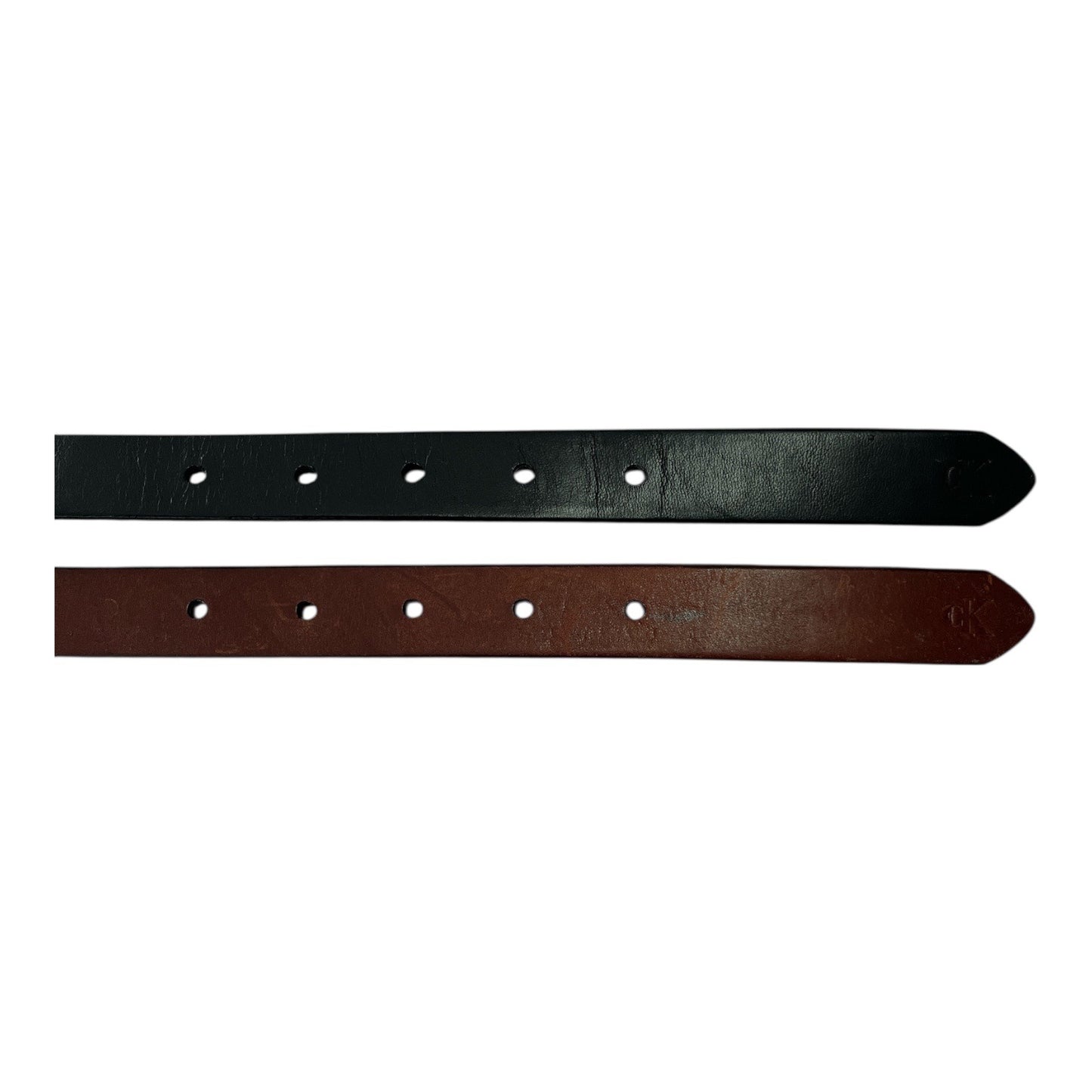 Calvin Klein Italian Saddle Leather Belts – Set of 2 (Black & Brown, Medium, 29”)