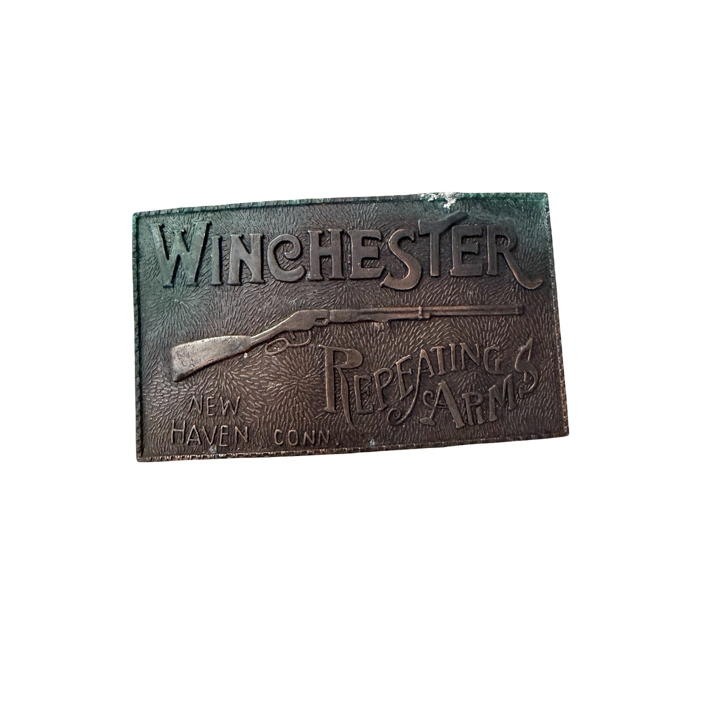 Vintage Winchester Repeating Arms Belt Buckle New Haven Conn. Made In Hong Kong