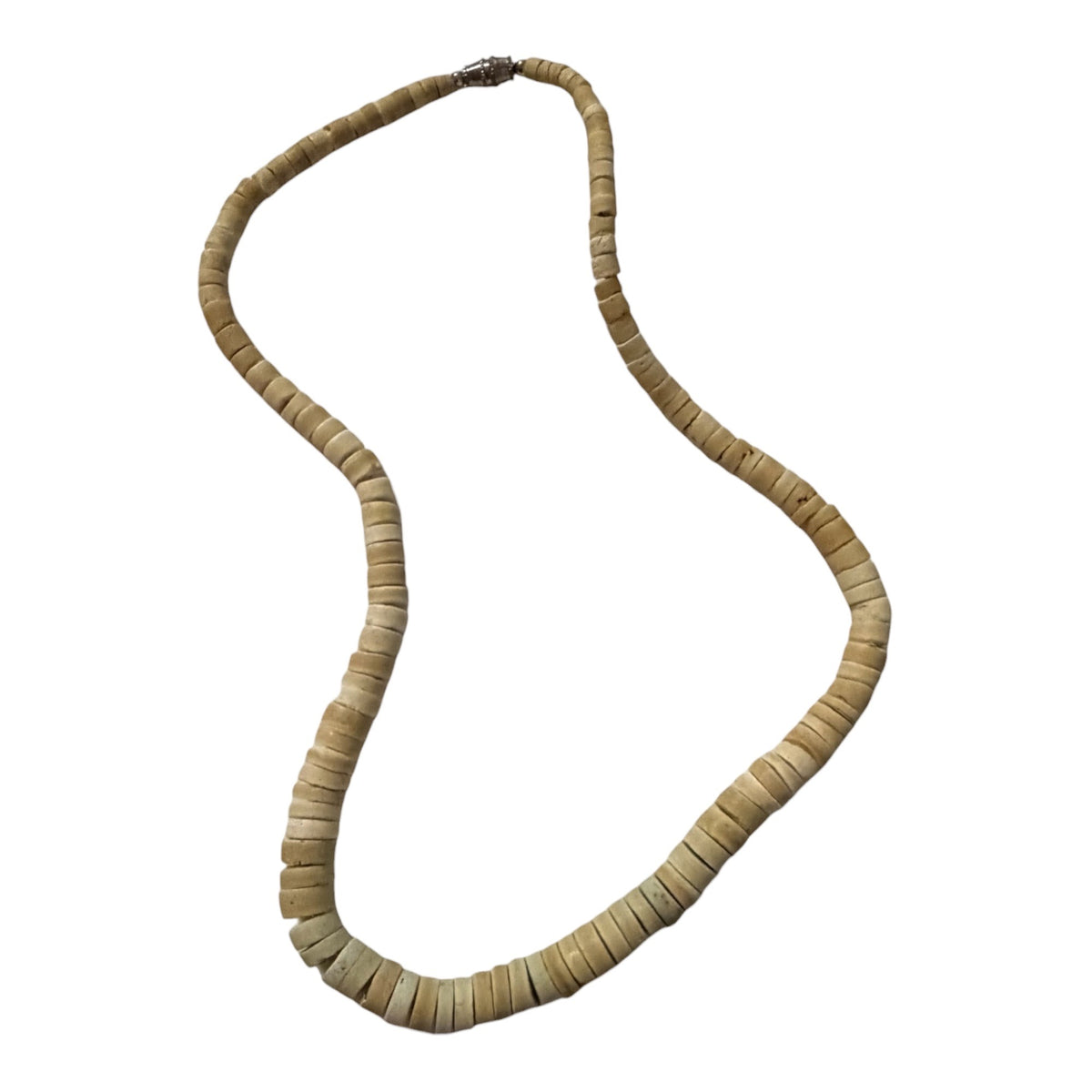 Vintage 1970s Graduated Natural Heishi Disc Choker Necklace 16 Inch