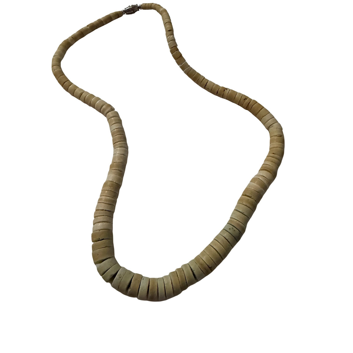 Vintage 1970s Graduated Natural Heishi Disc Choker Necklace 16 Inch