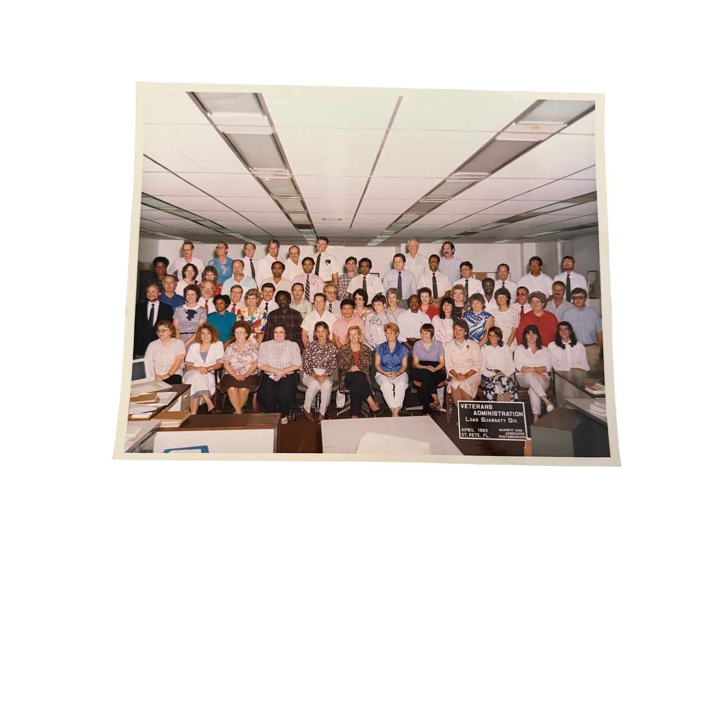 Vintage 1989 Veterans Administration Loan Guaranty Division St Petersburg Florida Employee Group Photo 8x10