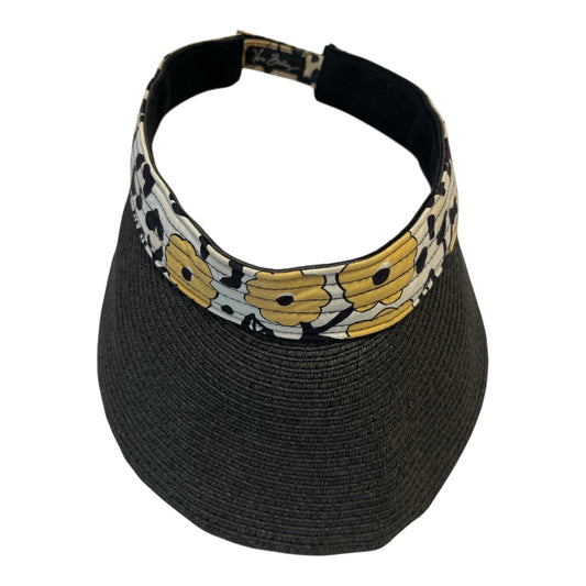 Vera Bradley Sun Visor Hat Black Woven Brim Floral Band Yellow Black Adjustable
