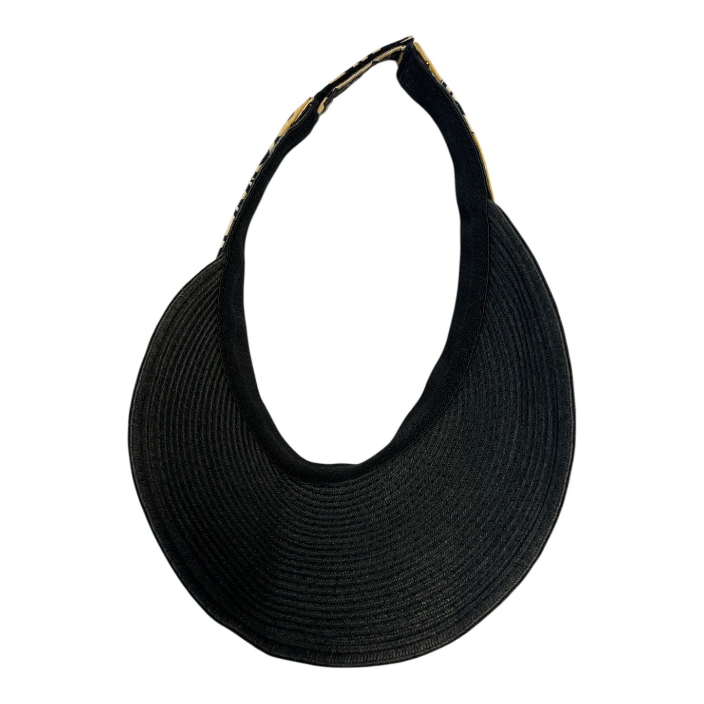 Vera Bradley Sun Visor Hat Black Woven Brim Floral Band Yellow Black Adjustable