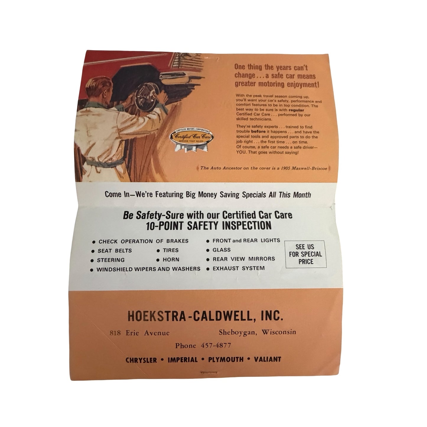 Vintage 1966 Chrysler Auto Ancestors Dealer Mailers Lot of 2 Plymouth Belvedere Wisconsin