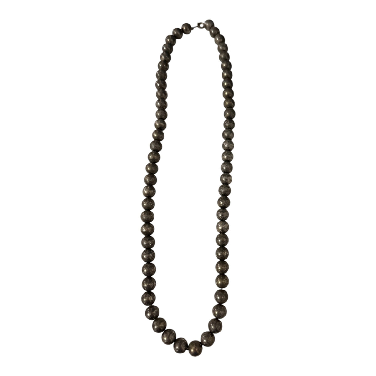 Vintage Korea Silver Tone Ball Bead Necklace 21 Inch Mid Century Costume Jewelry