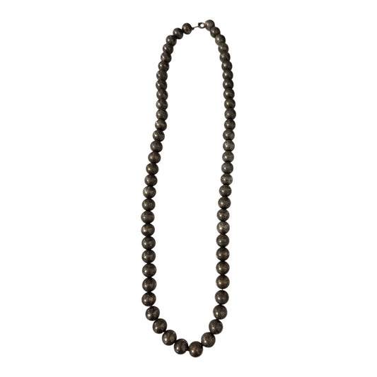 Vintage Korea Silver Tone Ball Bead Necklace 21 Inch Mid Century Costume Jewelry