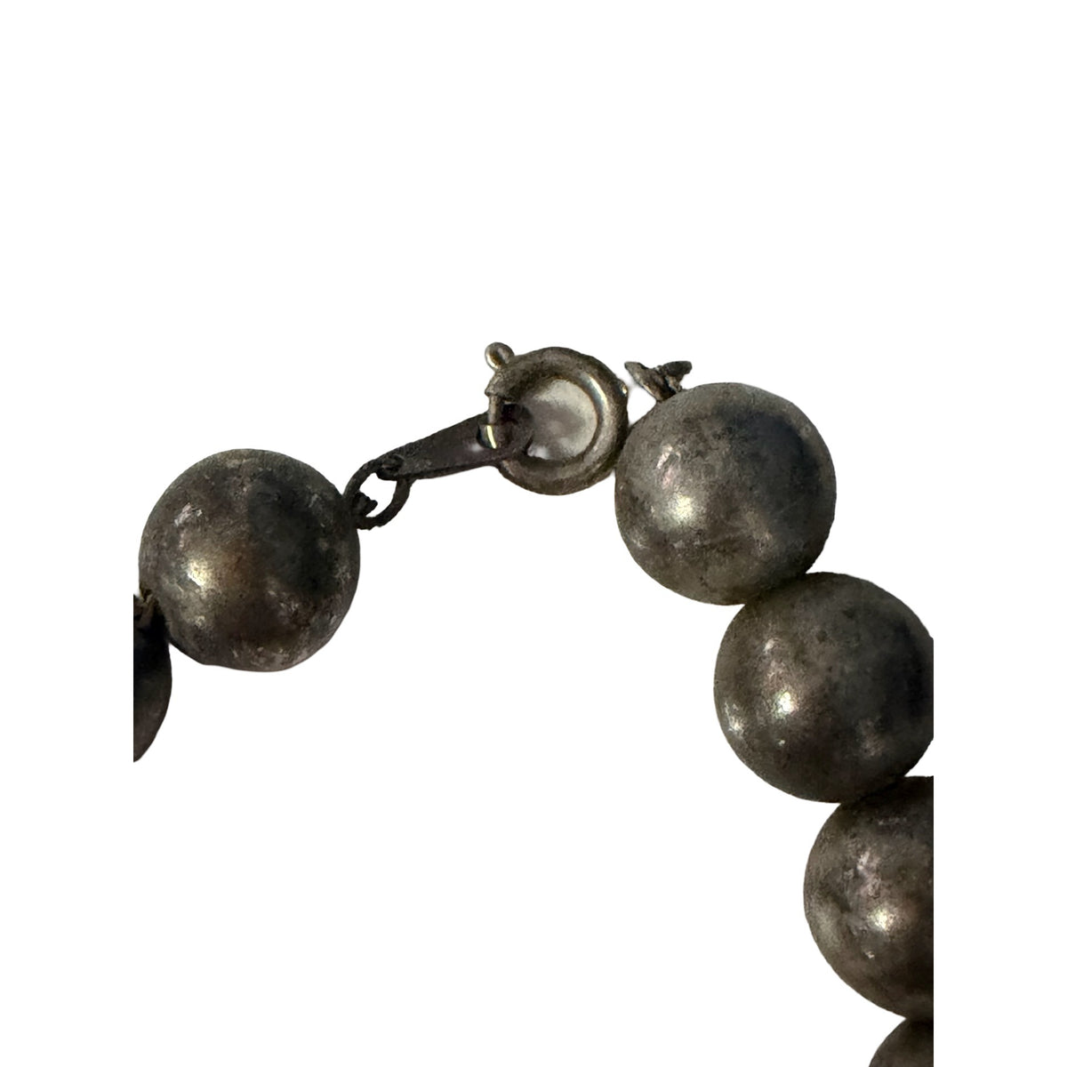 Vintage Korea Silver Tone Ball Bead Necklace 21 Inch Mid Century Costume Jewelry