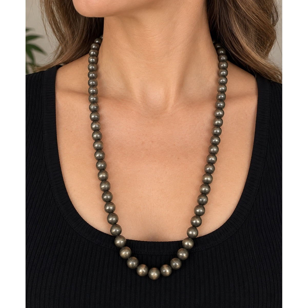 Vintage Korea Silver Tone Ball Bead Necklace 21 Inch Mid Century Costume Jewelry