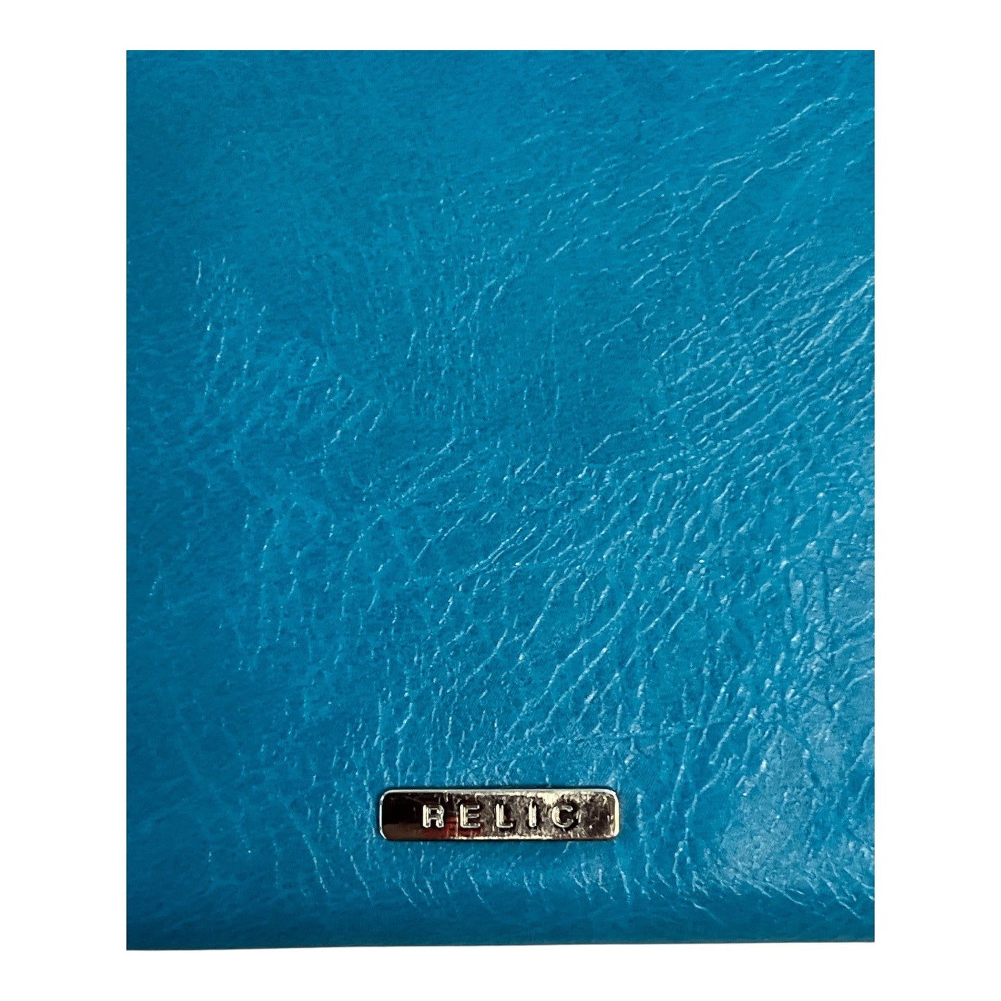 Relic by Fossil Zip Wallet | Dragonfly Appliqué | Teal and Red Faux Leather | 7 x 4.25