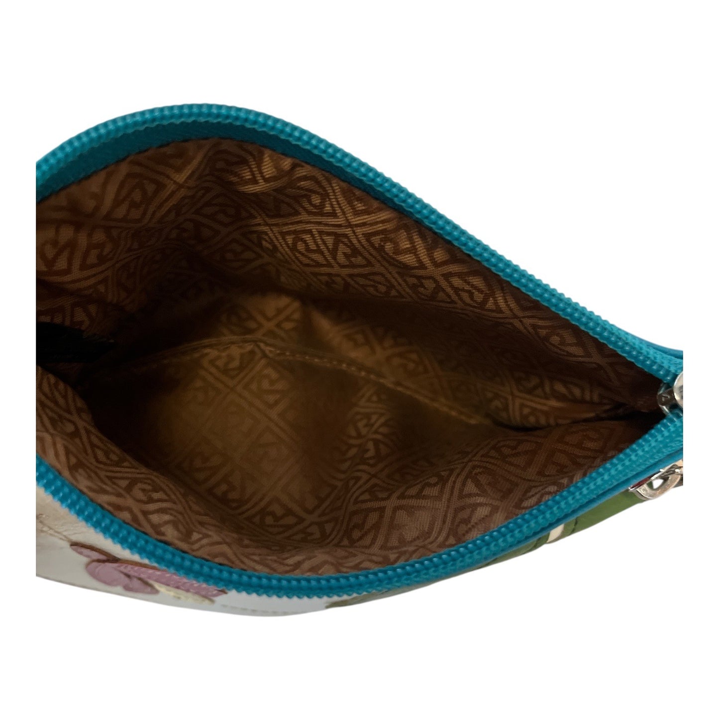 Relic by Fossil Zip Wallet | Dragonfly Appliqué | Teal and Red Faux Leather | 7 x 4.25