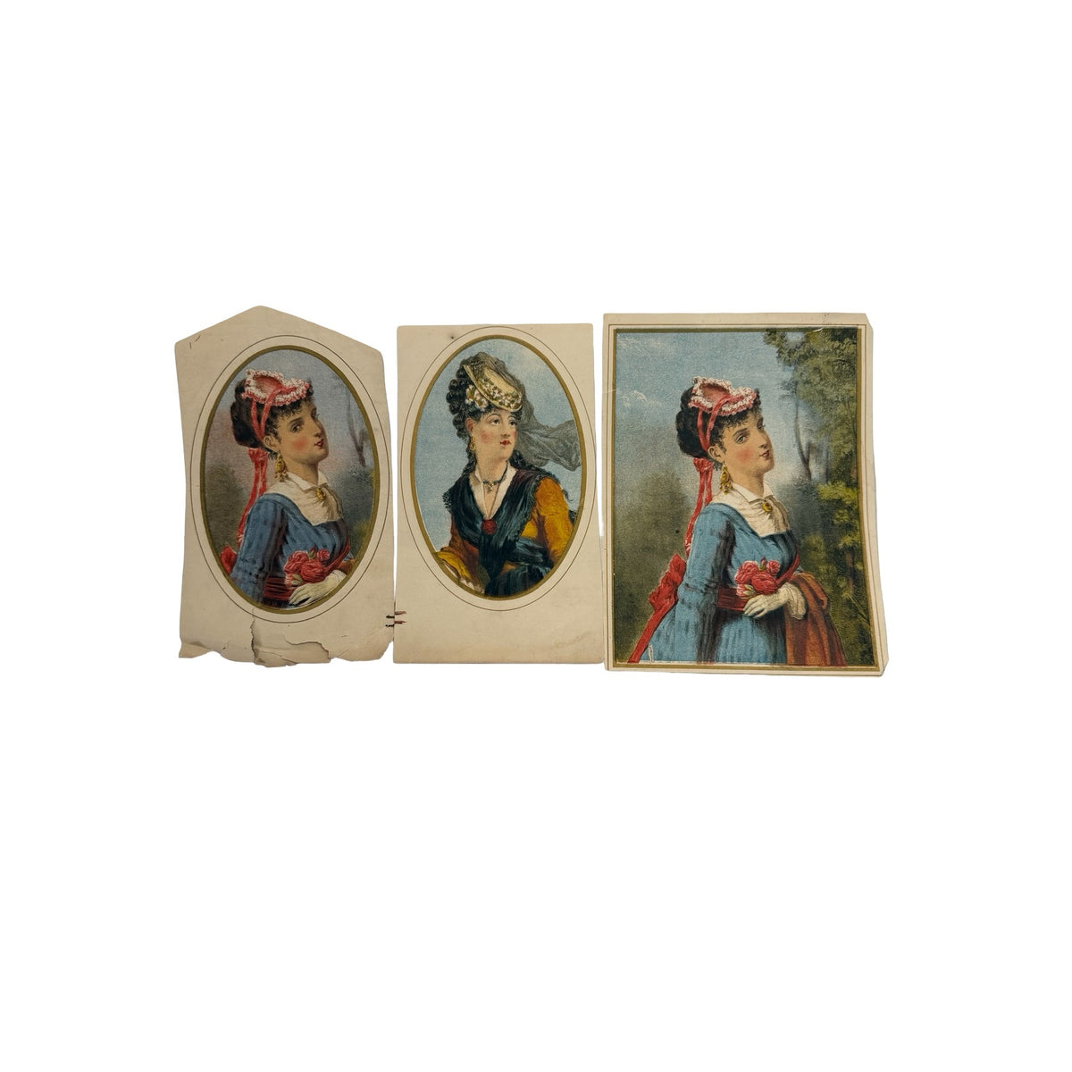 Antique Victorian Chromolithograph Lady Portrait Prints Lot of 3 1800s Ephemera