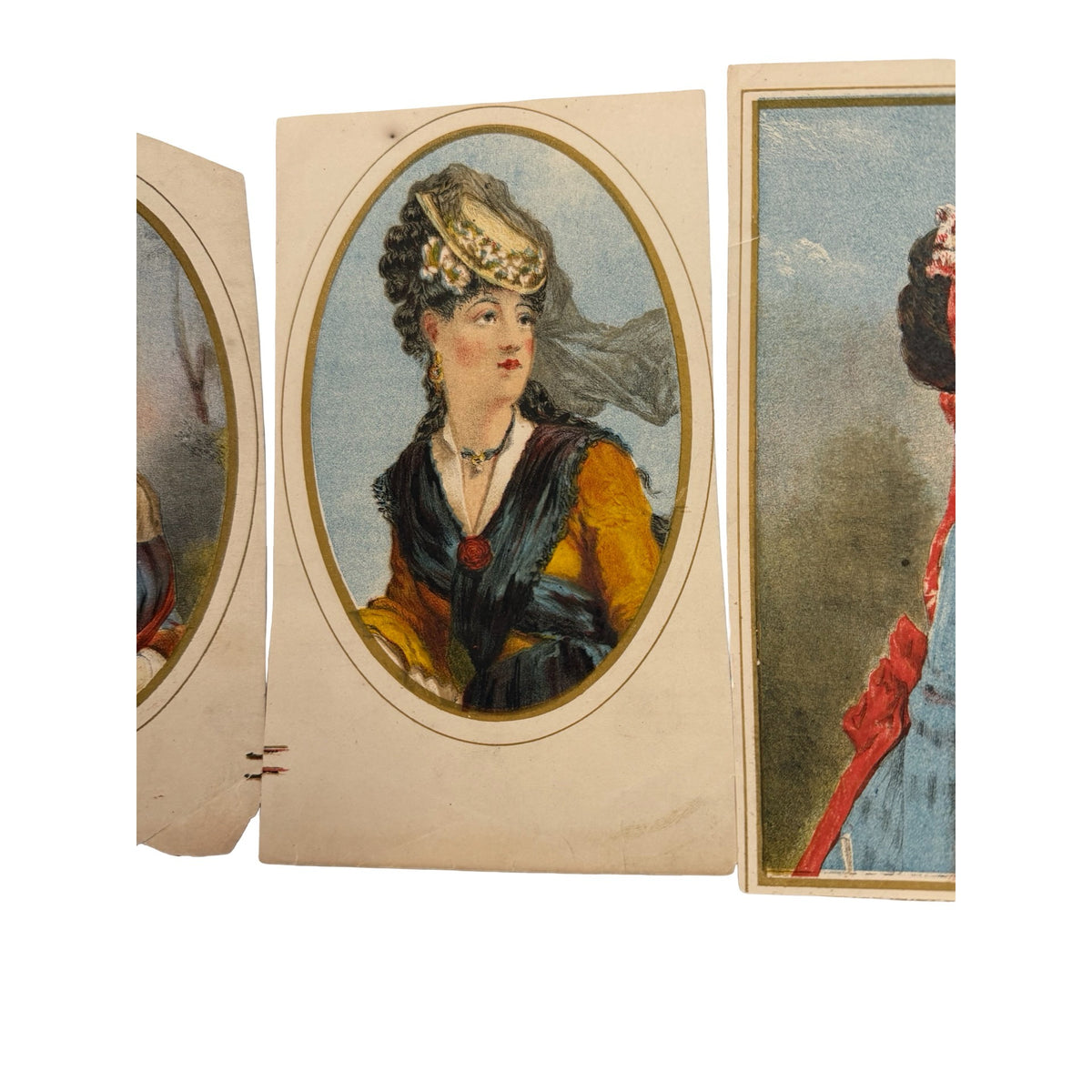 Antique Victorian Chromolithograph Lady Portrait Prints Lot of 3 1800s Ephemera