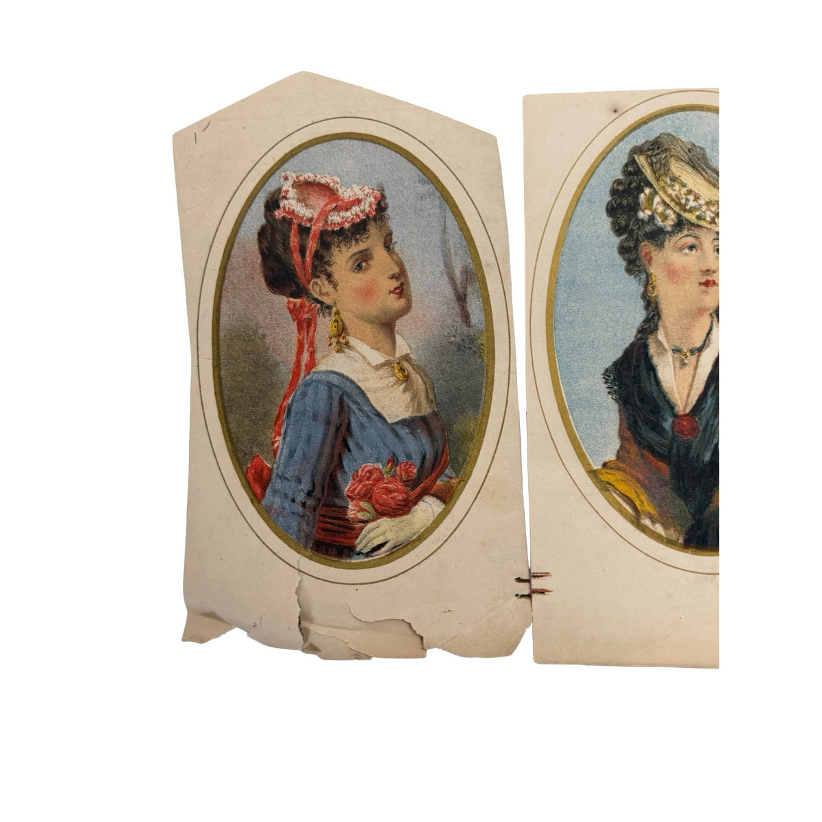 Antique Victorian Chromolithograph Lady Portrait Prints Lot of 3 1800s Ephemera