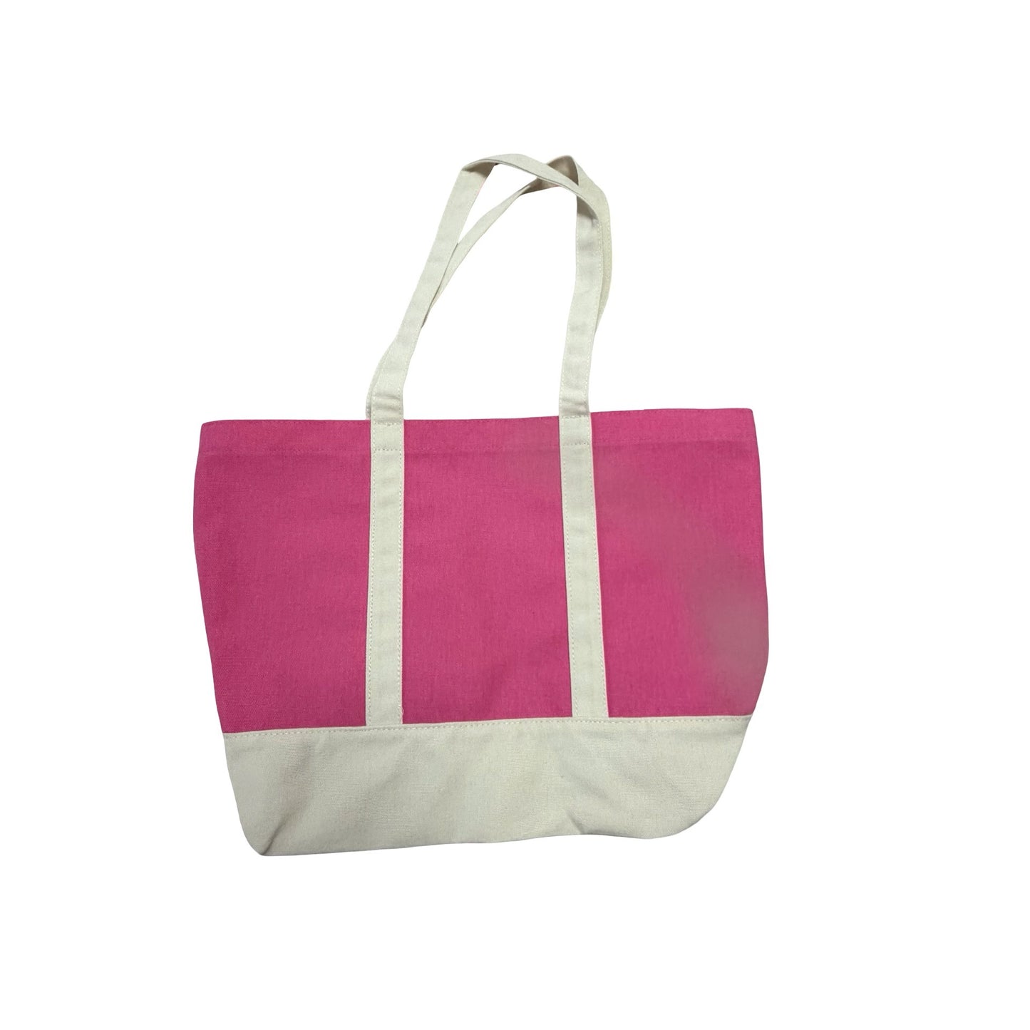 Lancôme Paris Pink Canvas Tote Bag Cream Trim Large Shopper Beach Bag
