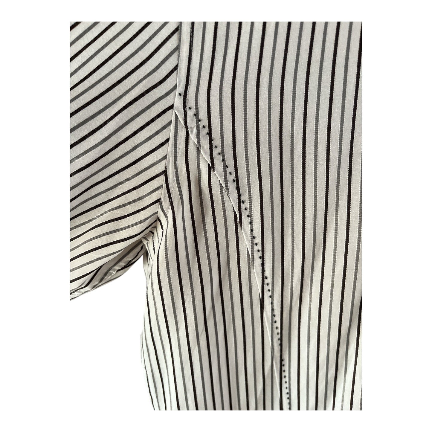 Vizoni Uomo Men’s XXXL Dress Shirt – Black & White Stripe with Paisley Trim – Modern Fit 48x32