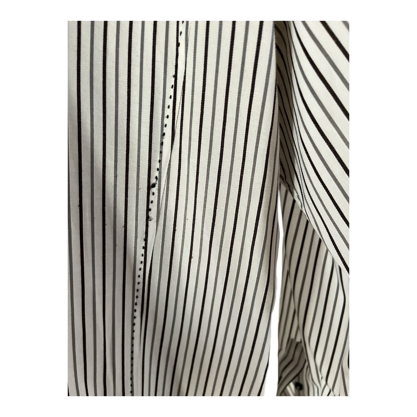 Vizoni Uomo Men’s XXXL Dress Shirt – Black & White Stripe with Paisley Trim – Modern Fit 48x32