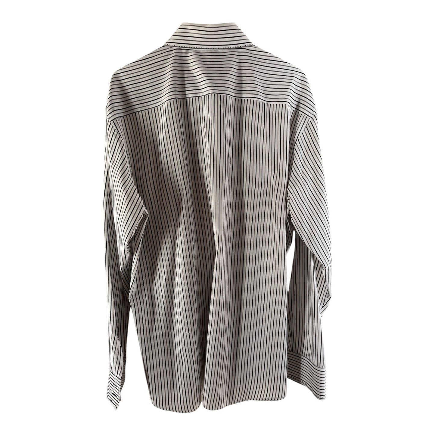 Vizoni Uomo Men’s XXXL Dress Shirt – Black & White Stripe with Paisley Trim – Modern Fit 48x32