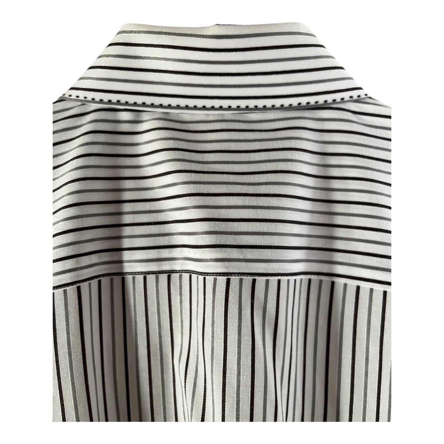 Vizoni Uomo Men’s XXXL Dress Shirt – Black & White Stripe with Paisley Trim – Modern Fit 48x32