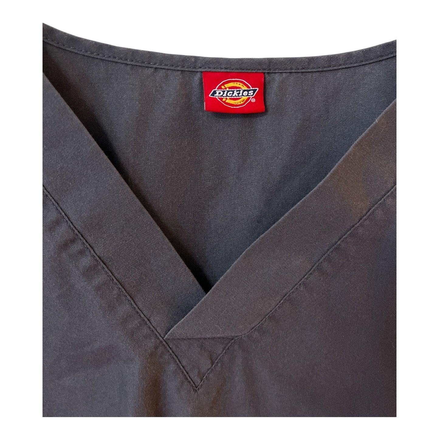 Dickies Charcoal Gray V-Neck Plus Size Scrubs Top With Pockets