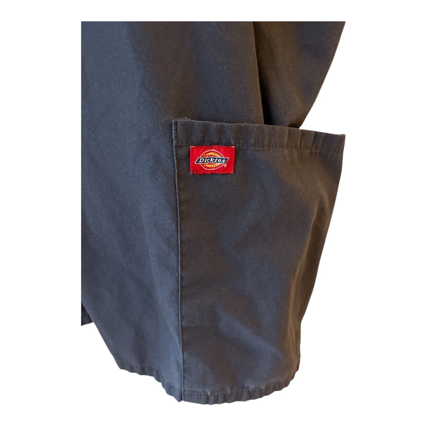 Dickies Charcoal Gray V-Neck Plus Size Scrubs Top With Pockets