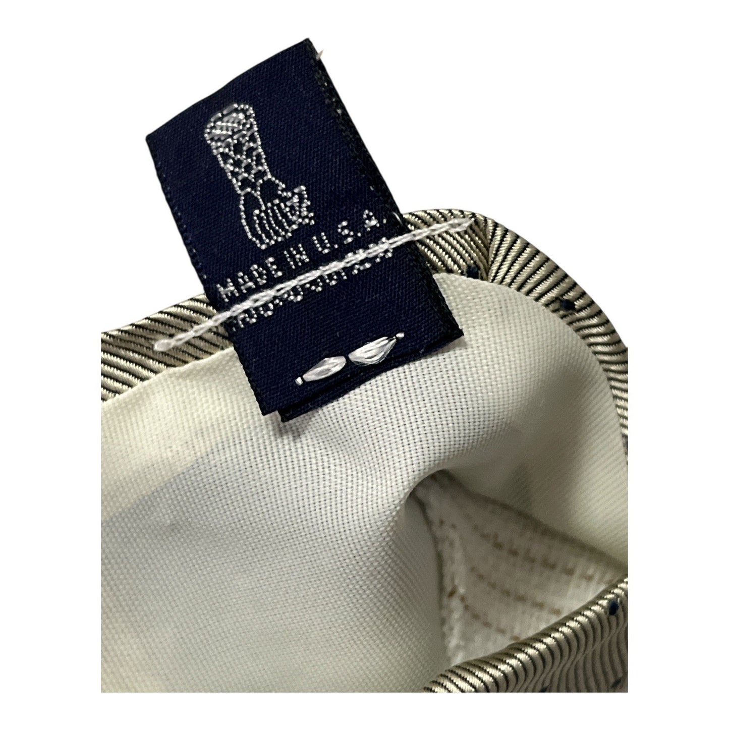 Barneys New York Silk Tie Beige Blue Dots Macclesfield Silk Made in USA 57 x 3