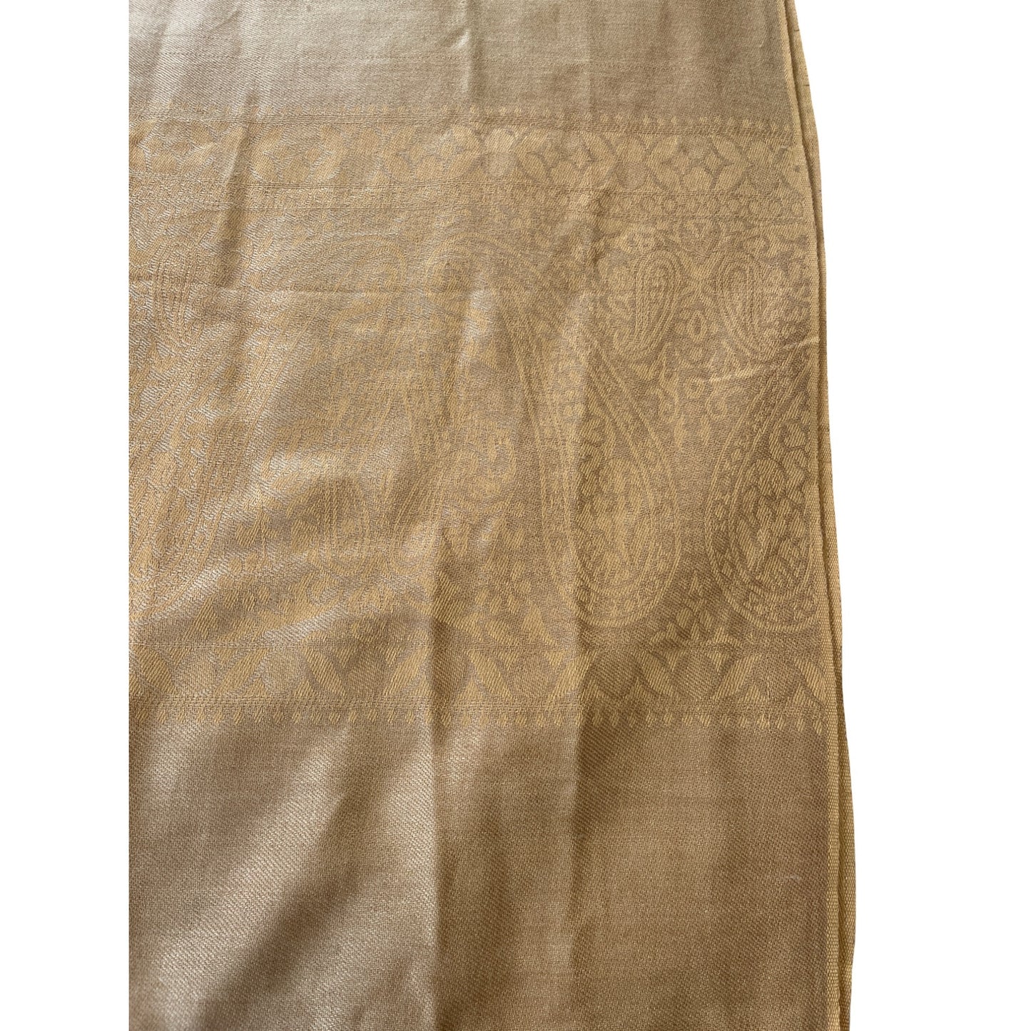D&Y Pashmina Scarf Gold Paisley Fringe Wrap Shawl 68x26