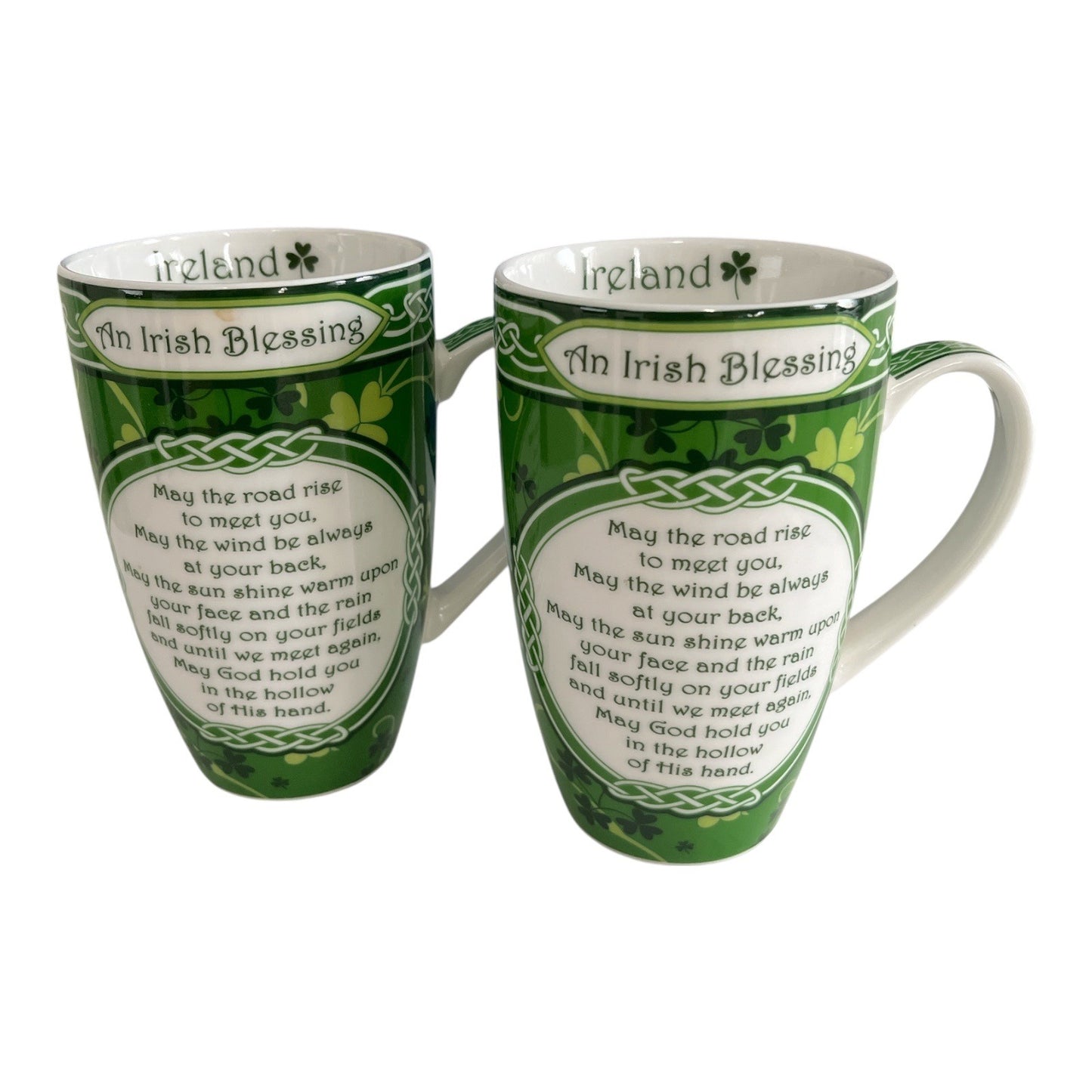 Clara Shamrock Garden “An Irish Blessing” Bone China Mugs – Ireland Celtic Design – Early 2000s