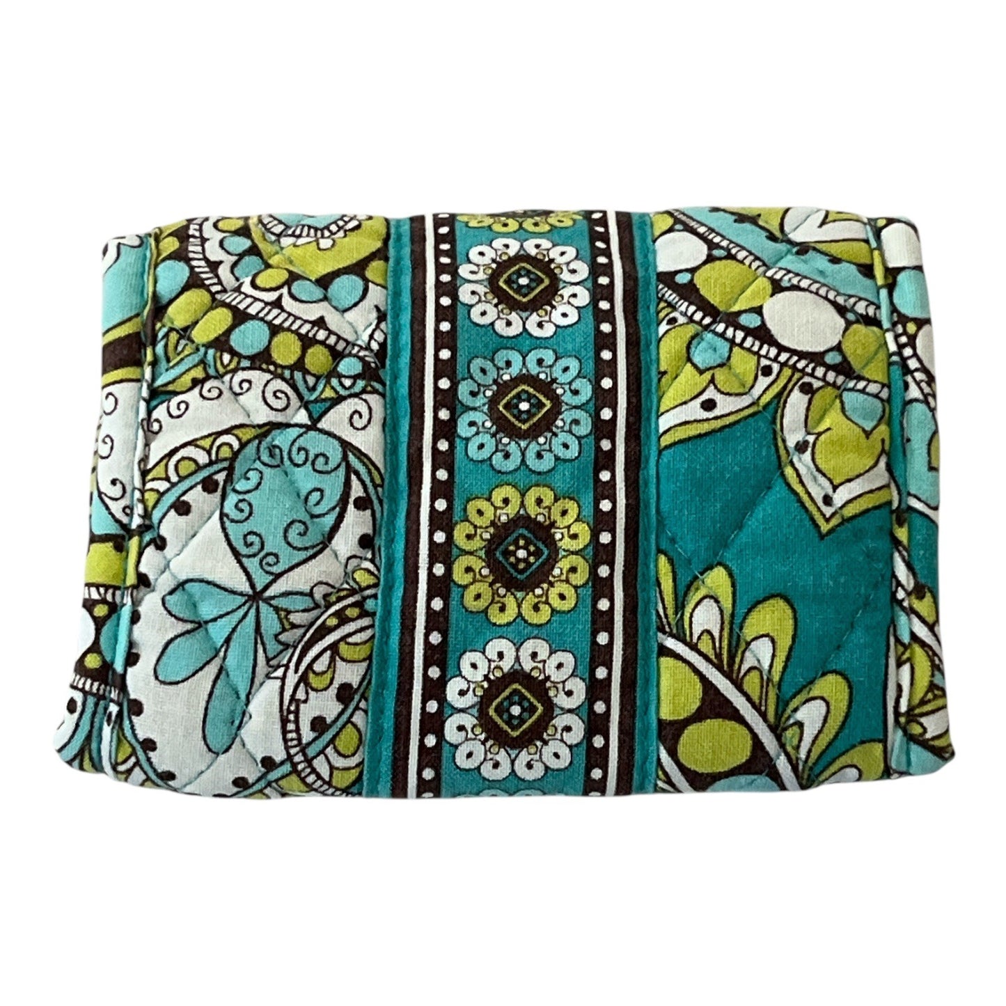 Vera Bradley Quilted Tri-Fold Wallet – Blue/Green Paisley Floral Print *Java Blue*