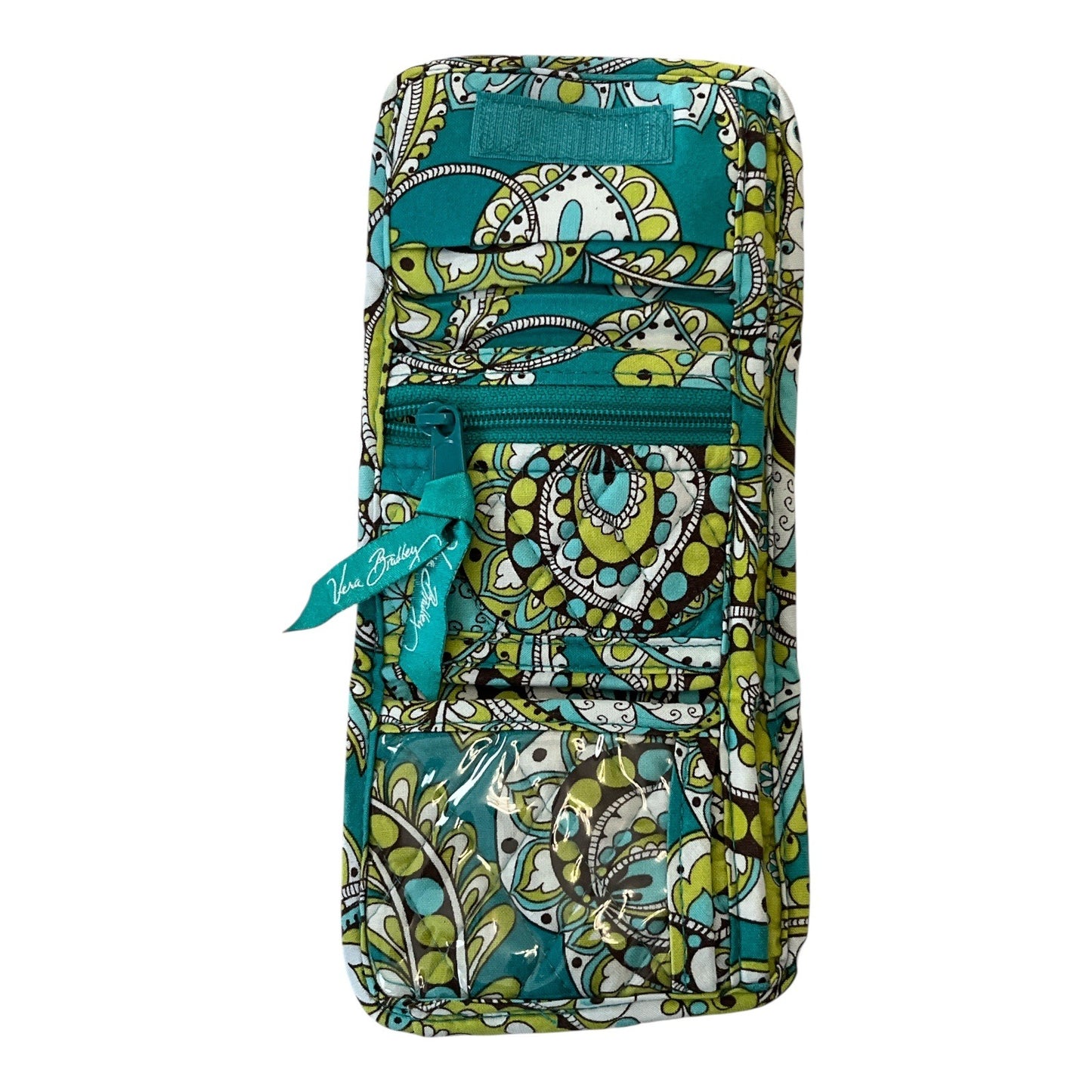 Vera Bradley Quilted Tri-Fold Wallet – Blue/Green Paisley Floral Print *Java Blue*