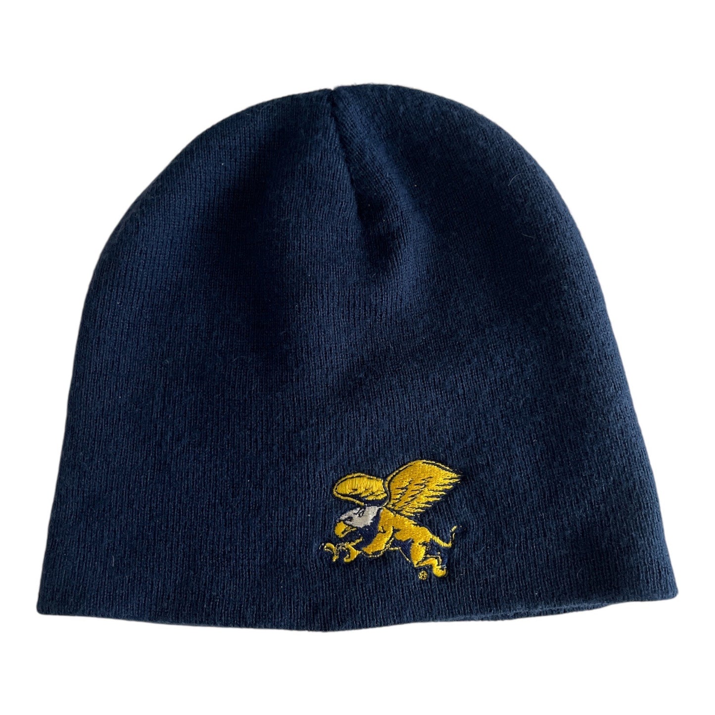 Vintage ML Caps Navy Knit Beanie with Winged Griffin Aviator Logo