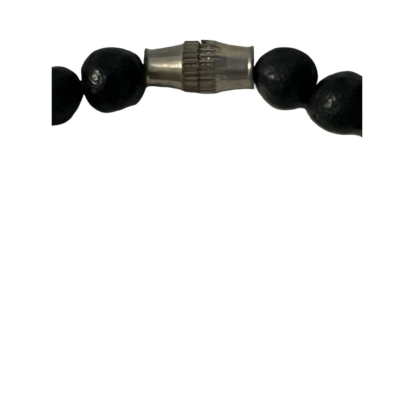 Vintage Black and White Beaded Necklace Tribal Pattern Barrel Beads 18 Inch