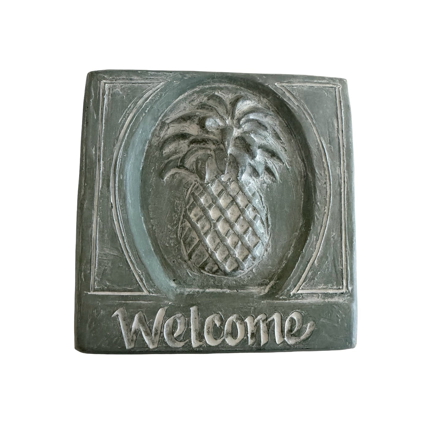 Vintage Isabel Bloom Pineapple Welcome Wall Plaque Cast Stone Sculpture 2005