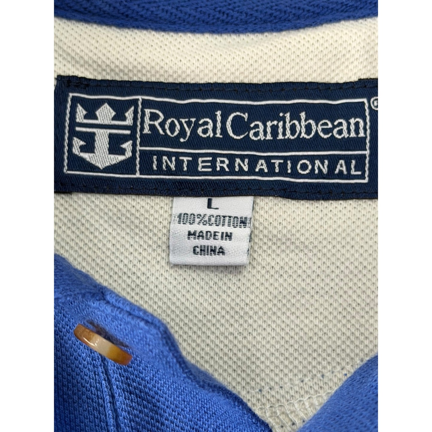 Royal Caribbean Club Royale Polo Shirt Blue Embroidered Casino Men's Large 100% Cotton