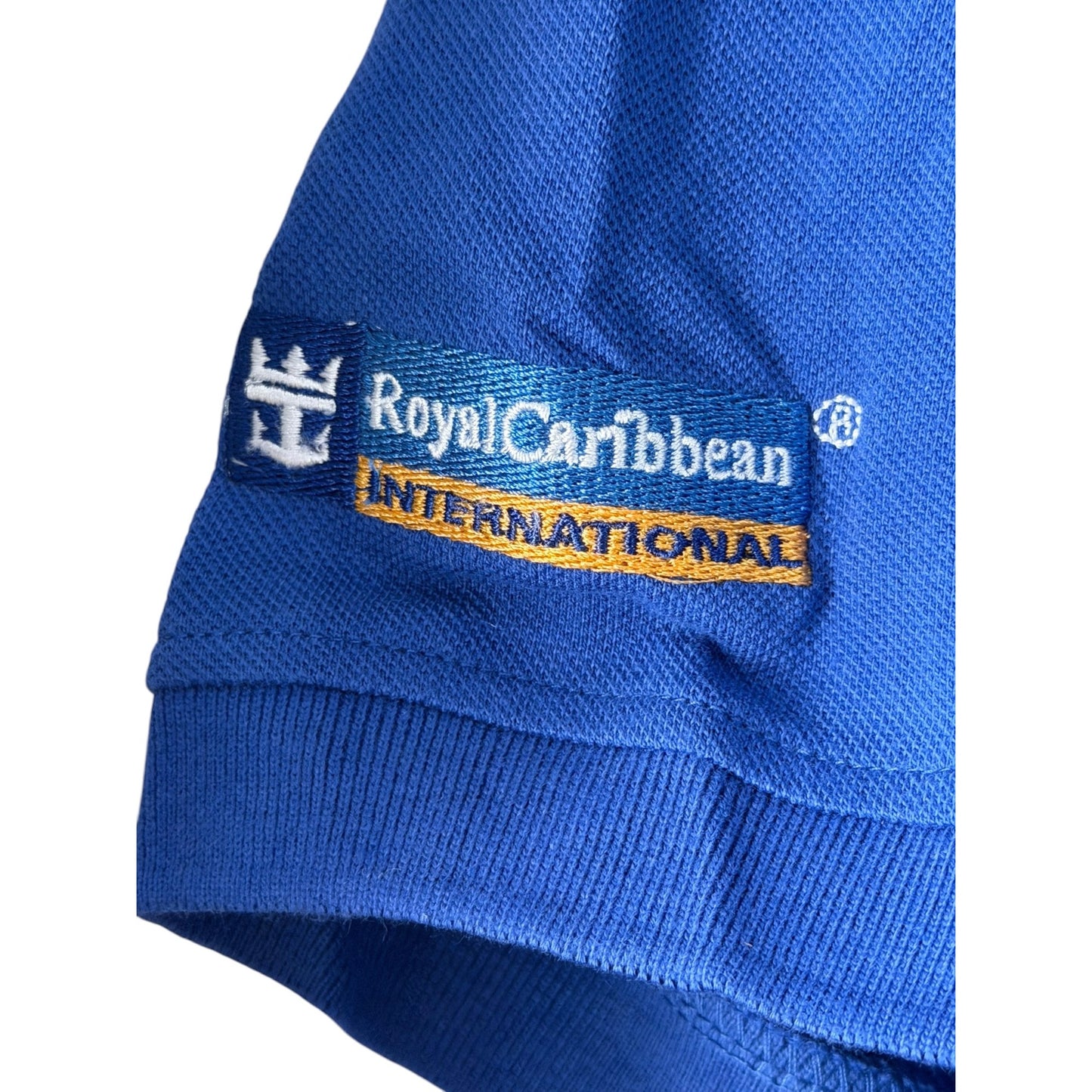 Royal Caribbean Club Royale Polo Shirt Blue Embroidered Casino Men's Large 100% Cotton