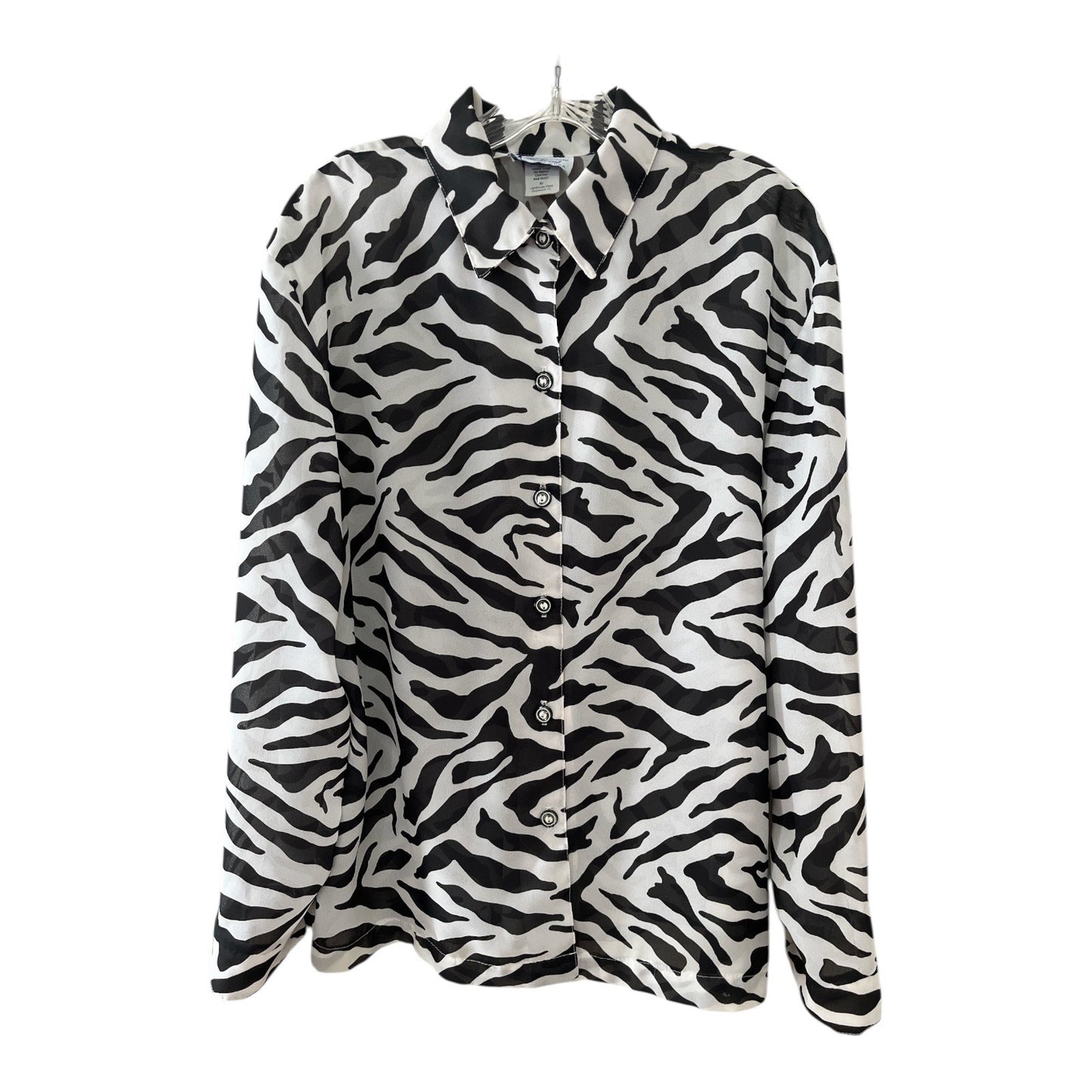 Vintage Lighthouse Point Zebra Print Blouse USA Made Size L