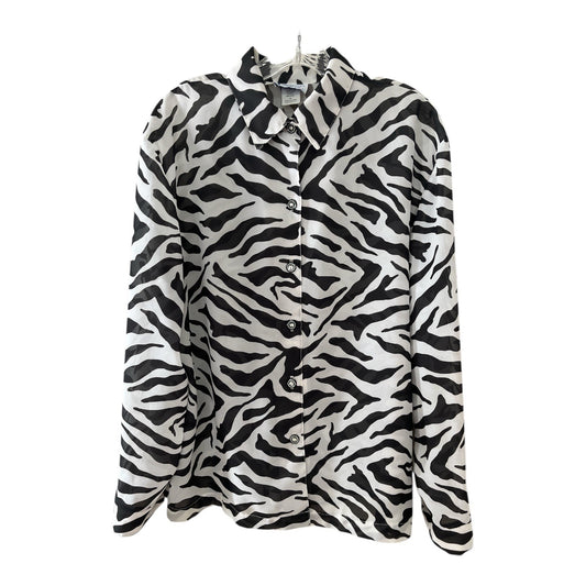 Vintage Lighthouse Point Zebra Print Blouse USA Made Size L