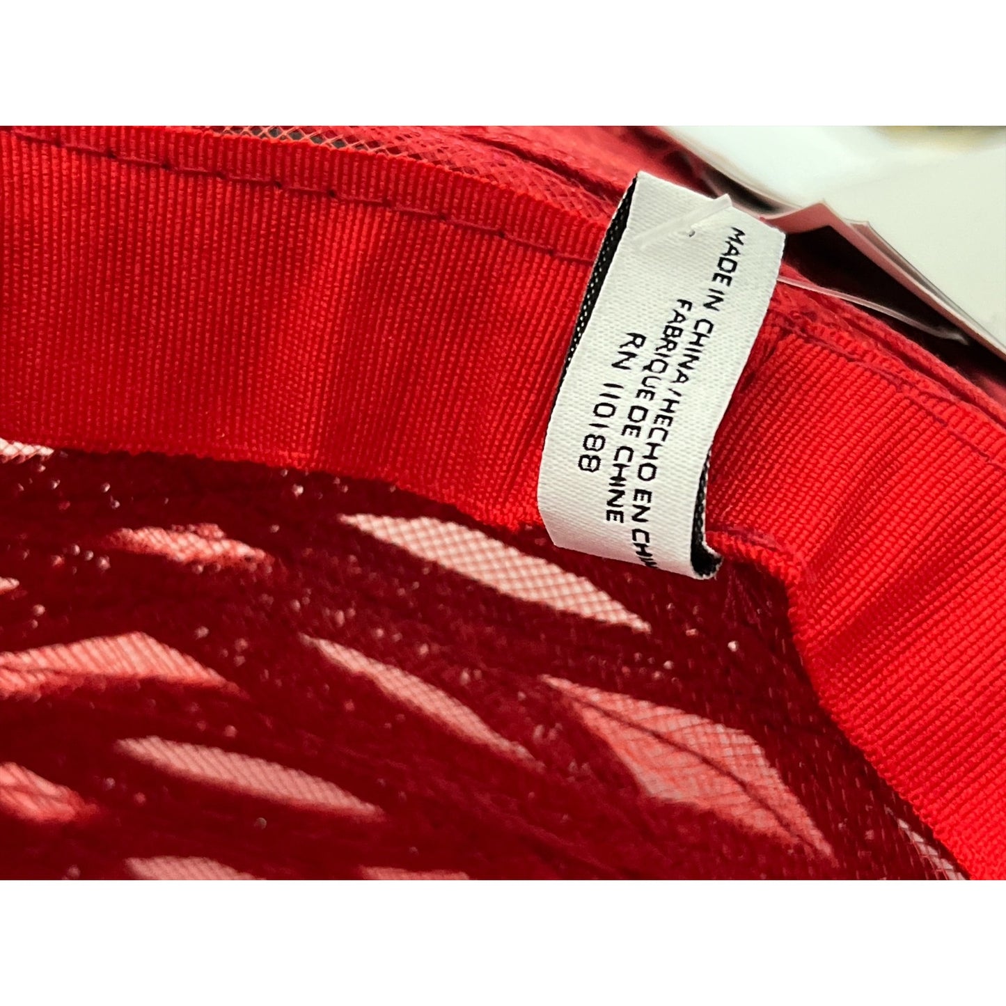 Nine West Red Open Weave Straw Sun Hat with Mesh Underlay OSFM NWT