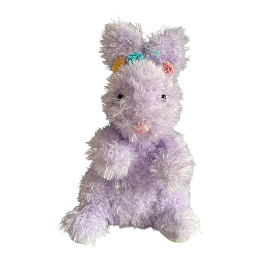 FAO Schwarz Lavender Bunny Plush Stuffed Animal Floral Crown 13 Inch